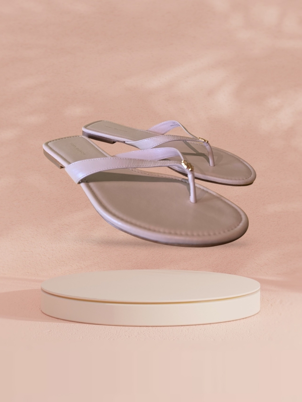 Tory Burch Women's Light Taupe Leather Thong Sandals - Picture 5 of 8